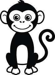 Cute Monkey Cartoon Silhouette