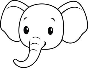 Cute Elephant Face Cartoon Illustration