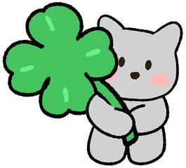good luck 귀여운 네잎클로버 고양이 캐릭터