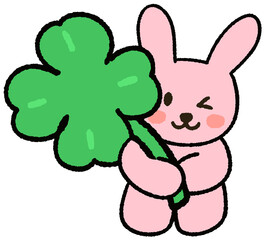good luck 귀여운 네잎클로버 토끼 캐릭터