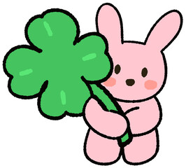 good luck 귀여운 네잎클로버 토끼 캐릭터