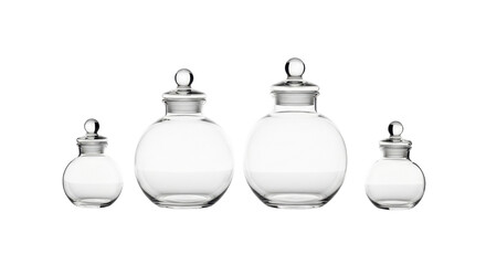 Obraz premium Round Empty Glass Jars in Varying Sizes 