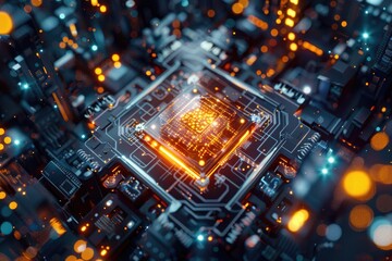 Fototapeta premium Ultra Hd Picture of Overhead View of Quantum Computing Concepts in Science and Technology