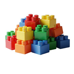 Obraz premium A colorful pile of building blocks for children s play and education isolated on transparent background