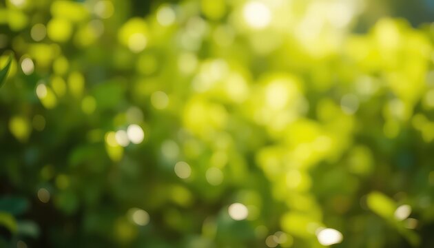 Serene natural background showcasing soft, diffused sunlight filtering through lush green foliage, creating a tranquil and calming aesthetic