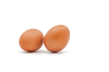 Eggs on a white background are a good source of protein. which helps build and repair worn out parts of the body.