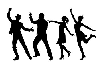 silhouettes of dancing people