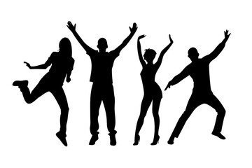 silhouettes of dancing people