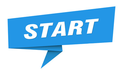 start banner. start speech bubble, label, sticker, sign template