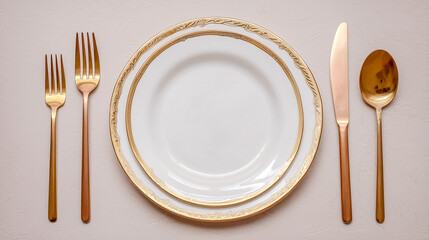 Elegant rose gold cutlery and oval plate setting for a formal dinner