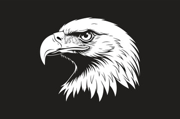 Obraz premium Illustration of an eagle head, a symbol of strength, freedom, and power, isolated on a dark gray background, perfect for graphic design