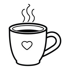 Simple Vector Illustration of a Coffee Cup with Heart Symbol