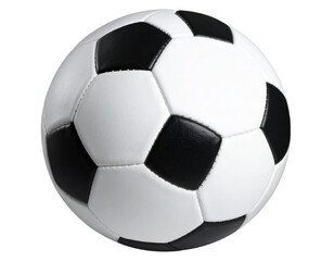 Slightly Worn Soccer Ball with Scuff Marks and Texture Angled Side View Isolated on Transparent Background PNG