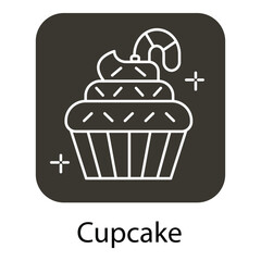 Cute Cupcake Icon Vector Illustration with Frosted Top and Decoration