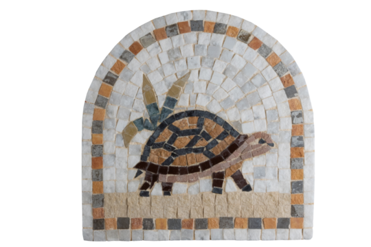 A mosaic of a turtle. A mosaic of a tortoise. Animal mosaic. Stone mosaic. Mosaic transparent isolated PNG