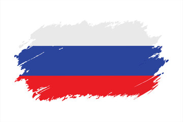 Russian flag painted with a brush stroke, isolated on white background