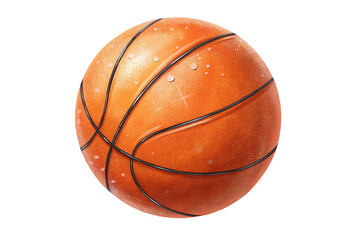 Fototapeta premium Close up of a wet basketball isolated on transparent background