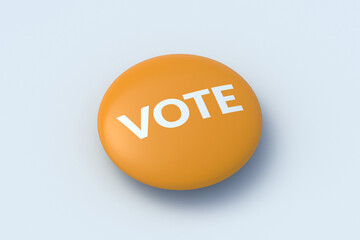 Vote word on badge. The concept of referendum. Civic duty. Political campaign. Democratic rights. 3d render