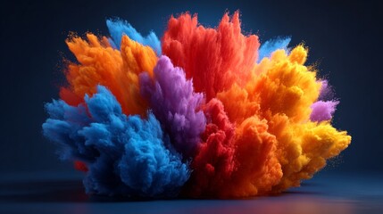 Fototapeta premium Explosive Symphony of Colors: A vibrant explosion of colored powder creating a stunning display of chromatic delight against a blurred background, evoking the vibrant energy of a festival or event.