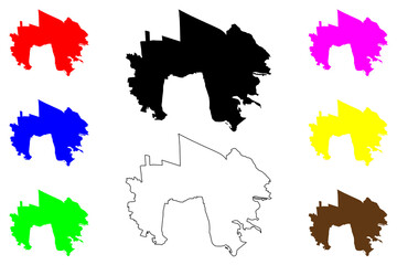 Mitaka city (Japan, Nihon-koku or Nippon-koku, Kanto region) map vector illustration, scribble sketch Mitaka-shi map