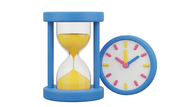 "Hourglass and Clock - Time Management, Deadlines, Precision, Measurement Instruments"