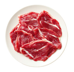 Raw sliced meat on a white plate