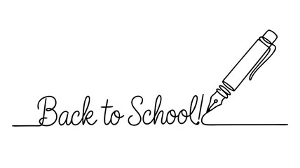 Naklejka premium Back to school text with fountain pen – illustration on white background 