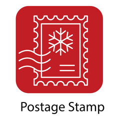 Festive Christmas Postage Stamp Vector with Holiday Letter and Decoration