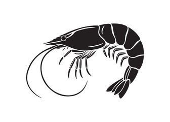 Shrimp Silhouette Vector Art with Clean Lines and Isolated Form.