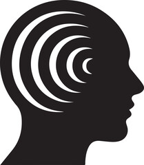 world podcast day Vector Icon: Mind Waves, Abstract Head Silhouette Sign, Symbol of Mental Processes, Concentric Circles Design.