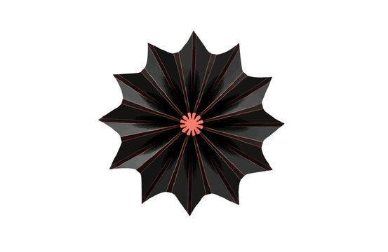 Black geometric radiates with red accents. Minimal, modern design for branding, presentations, or web backgrounds.