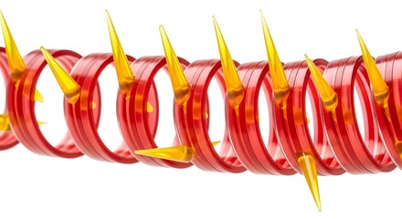 Red spiral with yellow points isolated on white background