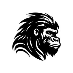 Obraz premium Fierce Black Gorilla Head Logo Design.