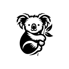 Stylized Black and White Koala Illustration.