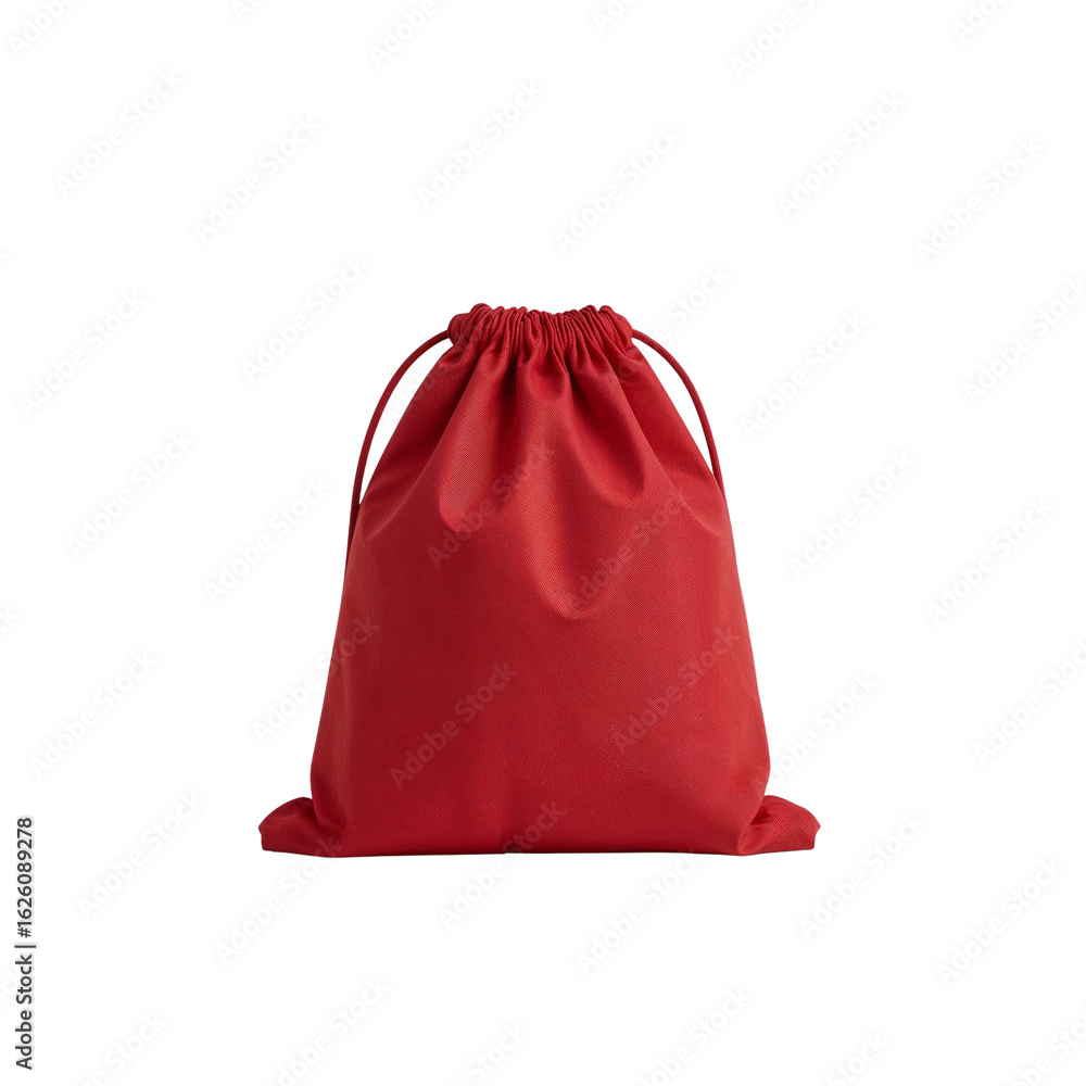 Poster a vibrant red drawstring bag against a clean transparent backdrop ready for versatile design