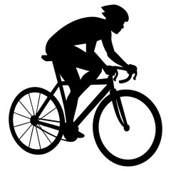 Fototapeta premium Black cyclist racing on white bicycle