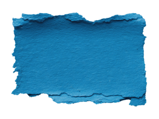 Ripped, textured, vibrant blue paint splash