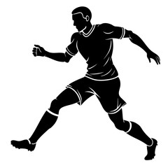 Naklejka premium Black soccer player running silhouette football