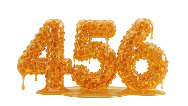 Honeyed Numbers: 456 dripping sweet syrup, a sugary numerical sequence for graphic design