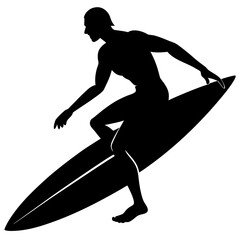Surfer riding surfboard black silhouette surfing ocean