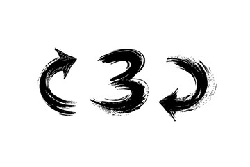 Obraz premium Three stylized, swirling arrows, 3D, sparkle effect, on black background