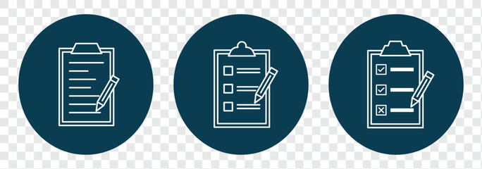 Checklist on Clipboard: A simple yet effective line art illustration of a clipboard with a checklist, symbolizing organization, planning, and task management. clipboard icon for website UI designs. 