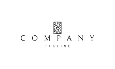 A vector logo featuring an abstract image a wooden board with visible grain lines, symbolizing nature, craft, and rustic simplicity.