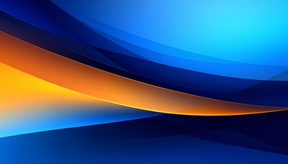 Luminous Orange Arc Dividing Deep Blue and Cyan Abstract Layers