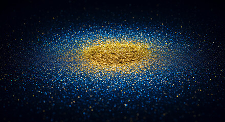 Vibrant galaxy swirl with yellow core and blue nebula