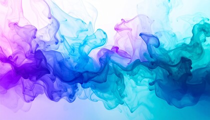 Luminous Fusion of Purple and Cyan Ink Clouds in Fluid Motion