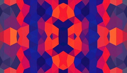 Symmetrical Crystal Totem in Fiery Red and Electric Blue