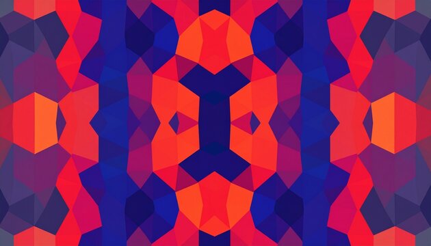 Symmetrical Crystal Totem in Fiery Red and Electric Blue