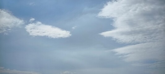 blue sky with white clouds. The sky is clear and bright