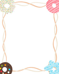 Donuts frame background in oil pastel illustration.